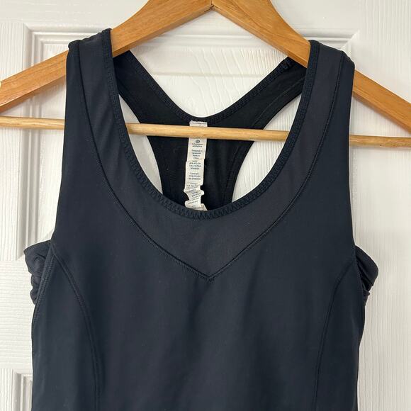 Lululemon Tone It Tank Cutout Mesh Built-In Bra Light Luxtreme Black Size 4 - Picture 3 of 6